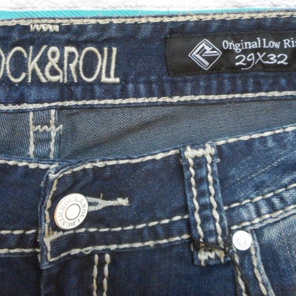 New Rock & Roll Cowgirl Jeans Size 29 Dark Blue Low Rise Boot Cut Denim - Picture 13 of 13